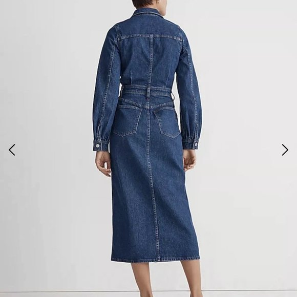 Madewell Dress Womens Denim Midi Shirtdress Sz14 - Picture 2 of 3